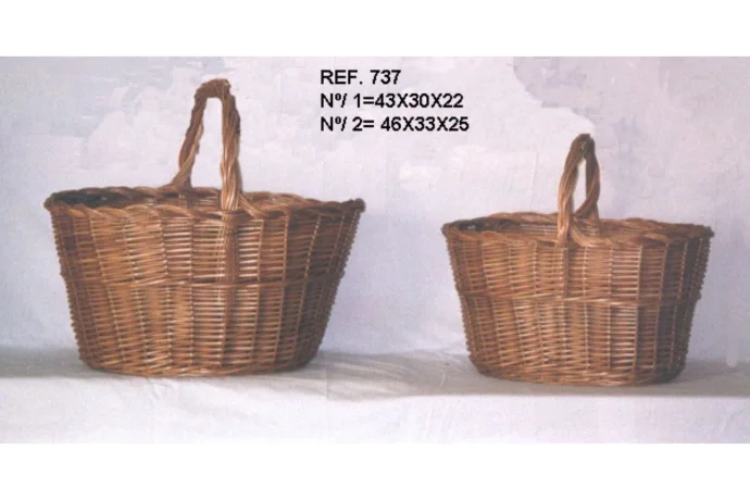 Cestas de mimbre con asa Ref. 737 fabricadas a mano. Proveedores de cestería artesanal desde 1990.
