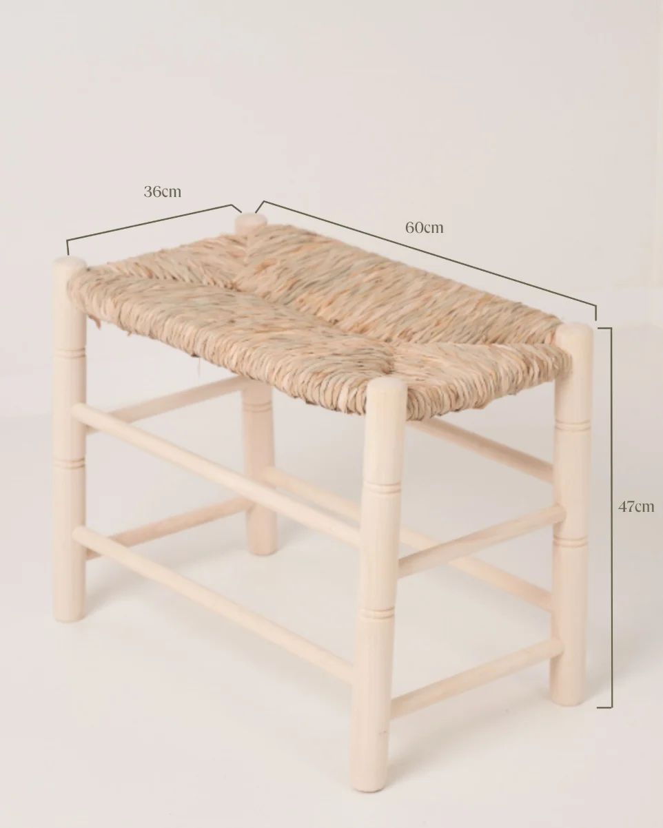 Plano comparativo con medidas de los bancos de madera y enea de 60cm, 85cm y 120cm
