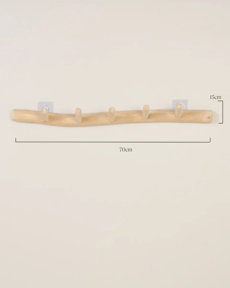 Plano técnico con medidas de los percheros de pared de madera de 25cm y 70cm de largo