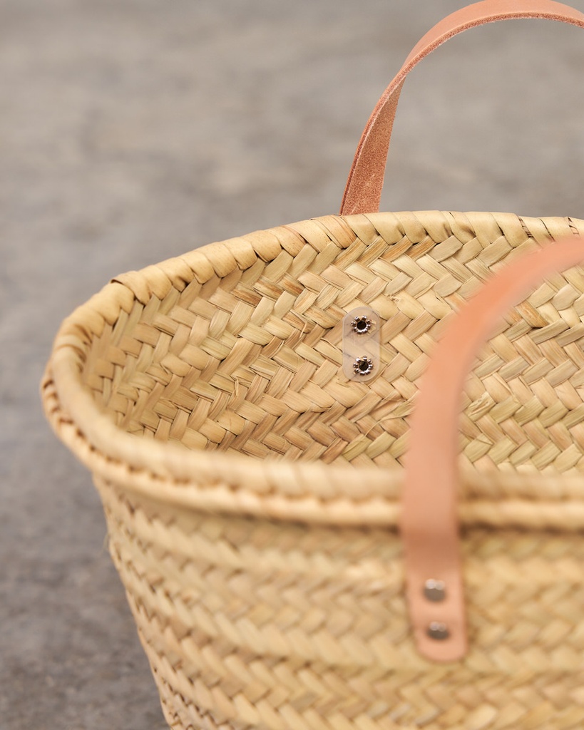 Capazo de palma con asas cortas beige