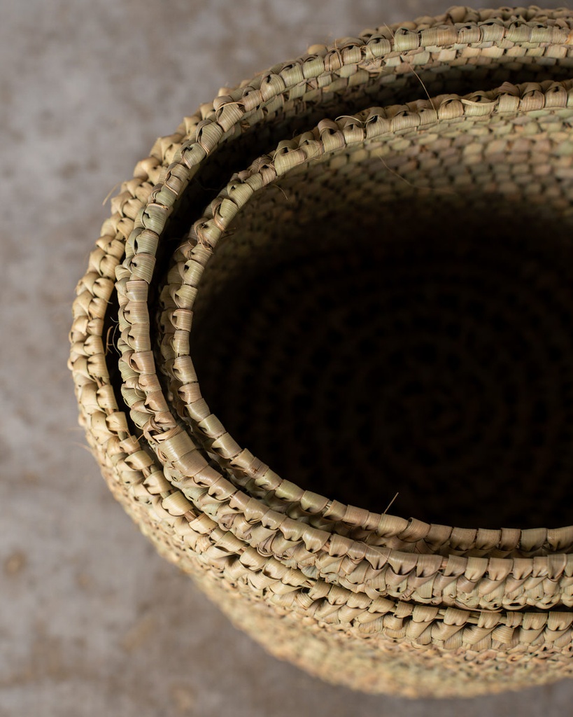 Set de tres cestas de raphia forma redonda Sassari