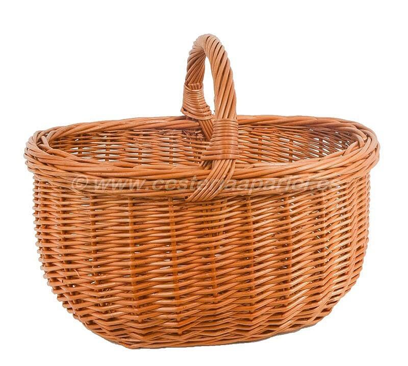Cesta de mimbre ovalada con asa