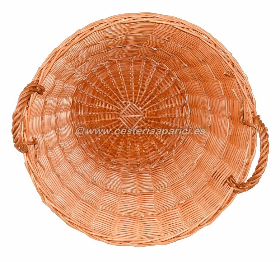 Cuévano de mimbre redondo con trenza