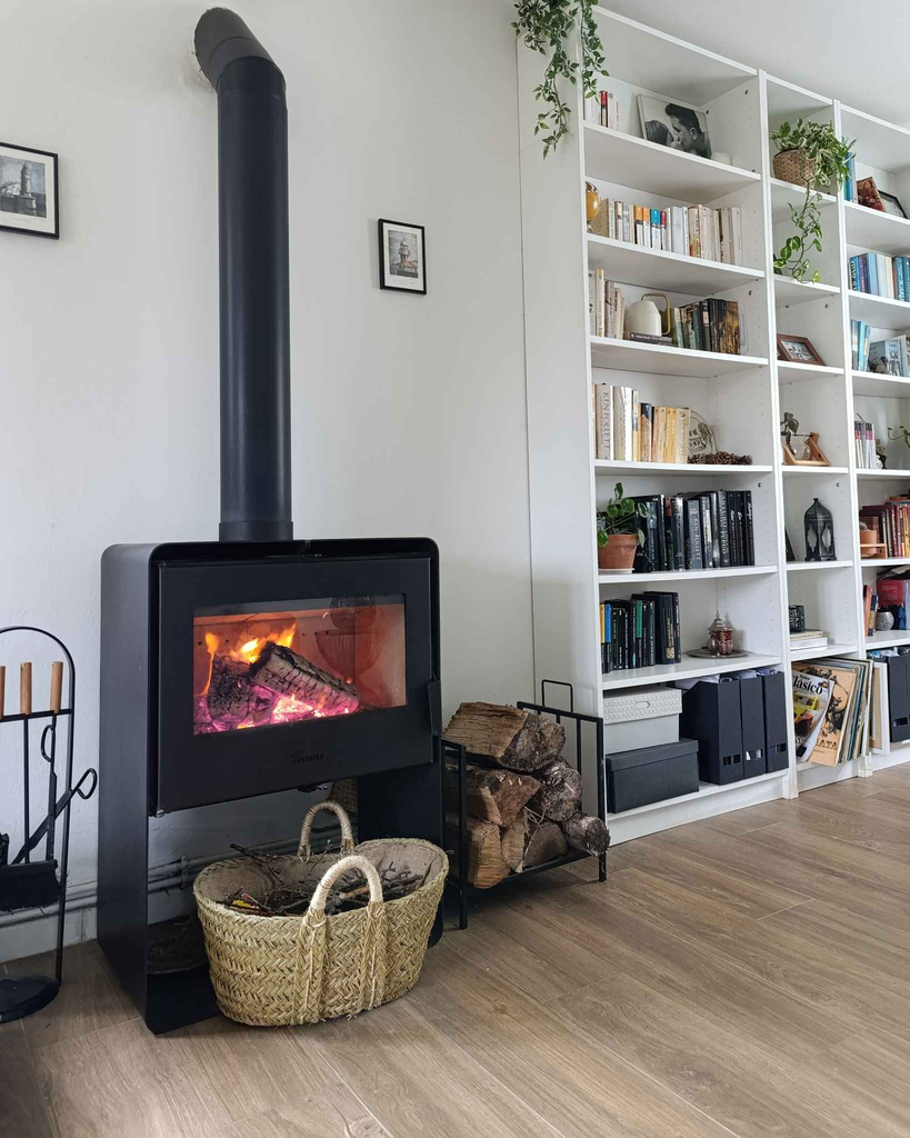 Leñero de esparto OVAL. con forro arpillera/yute