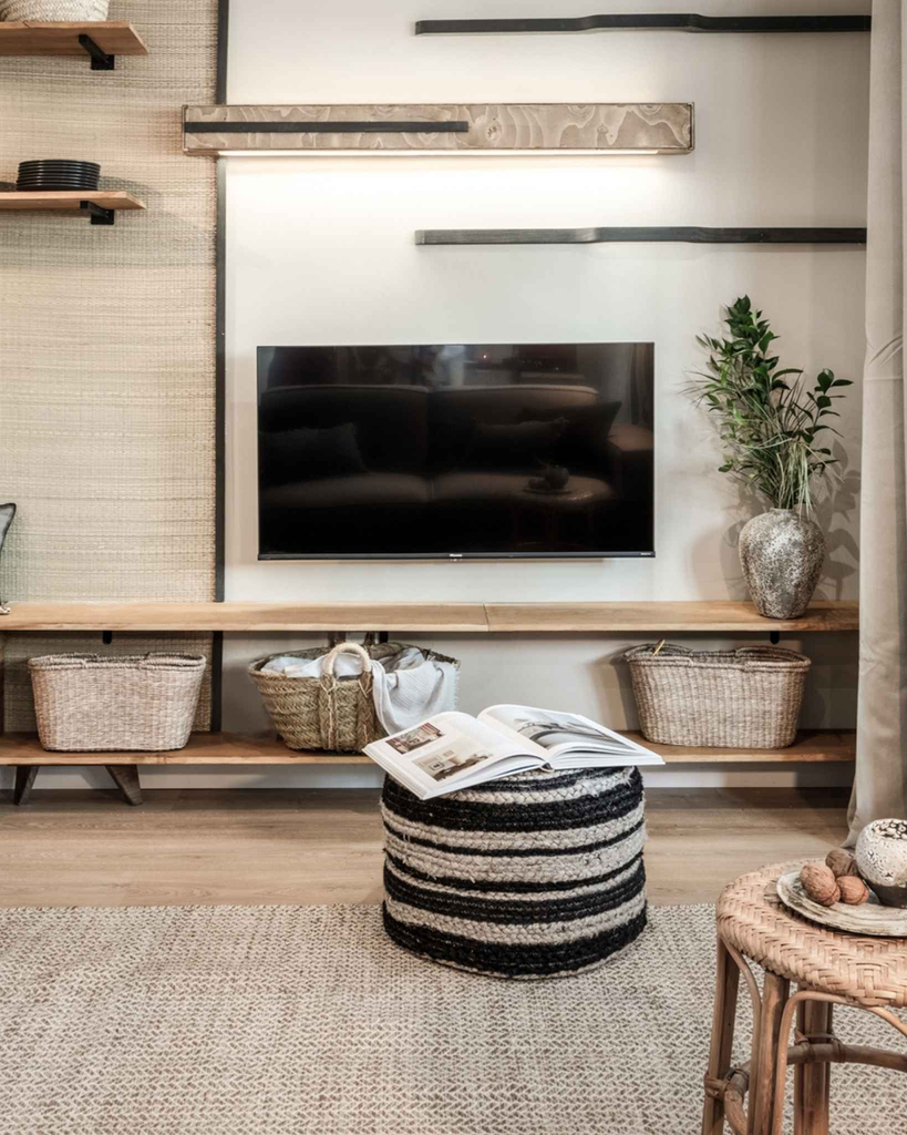 Leñero de esparto OVAL con asas de pita reforzadas