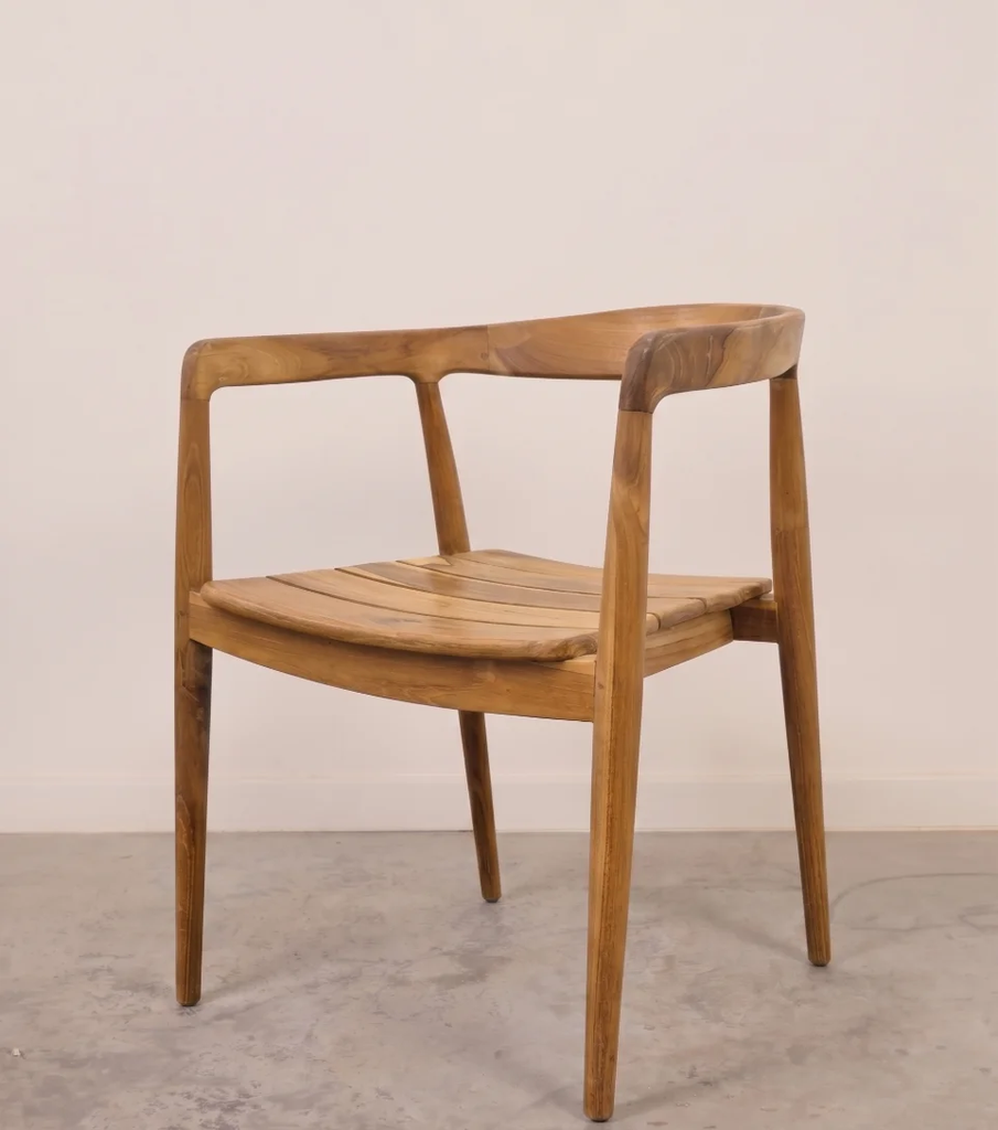 Silla Icaria de teca con asiento de madera para exterior