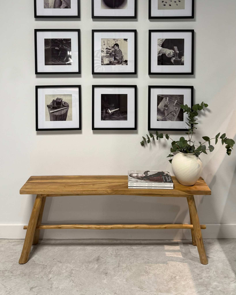 Banco de madera de teca Raw