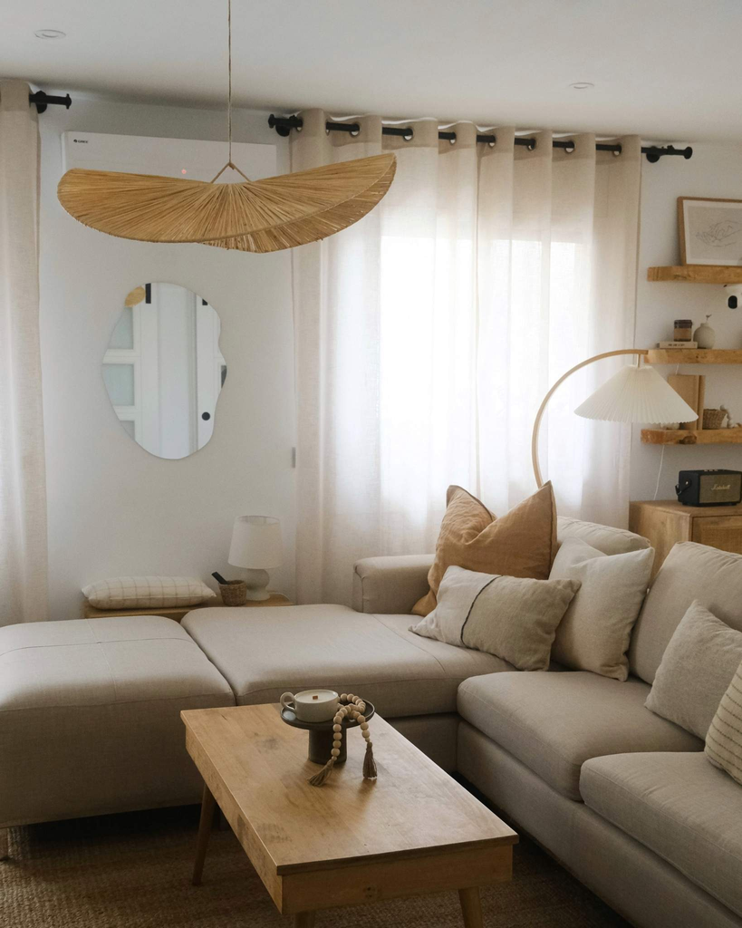 Lámpara colgante de rafia natural Leia