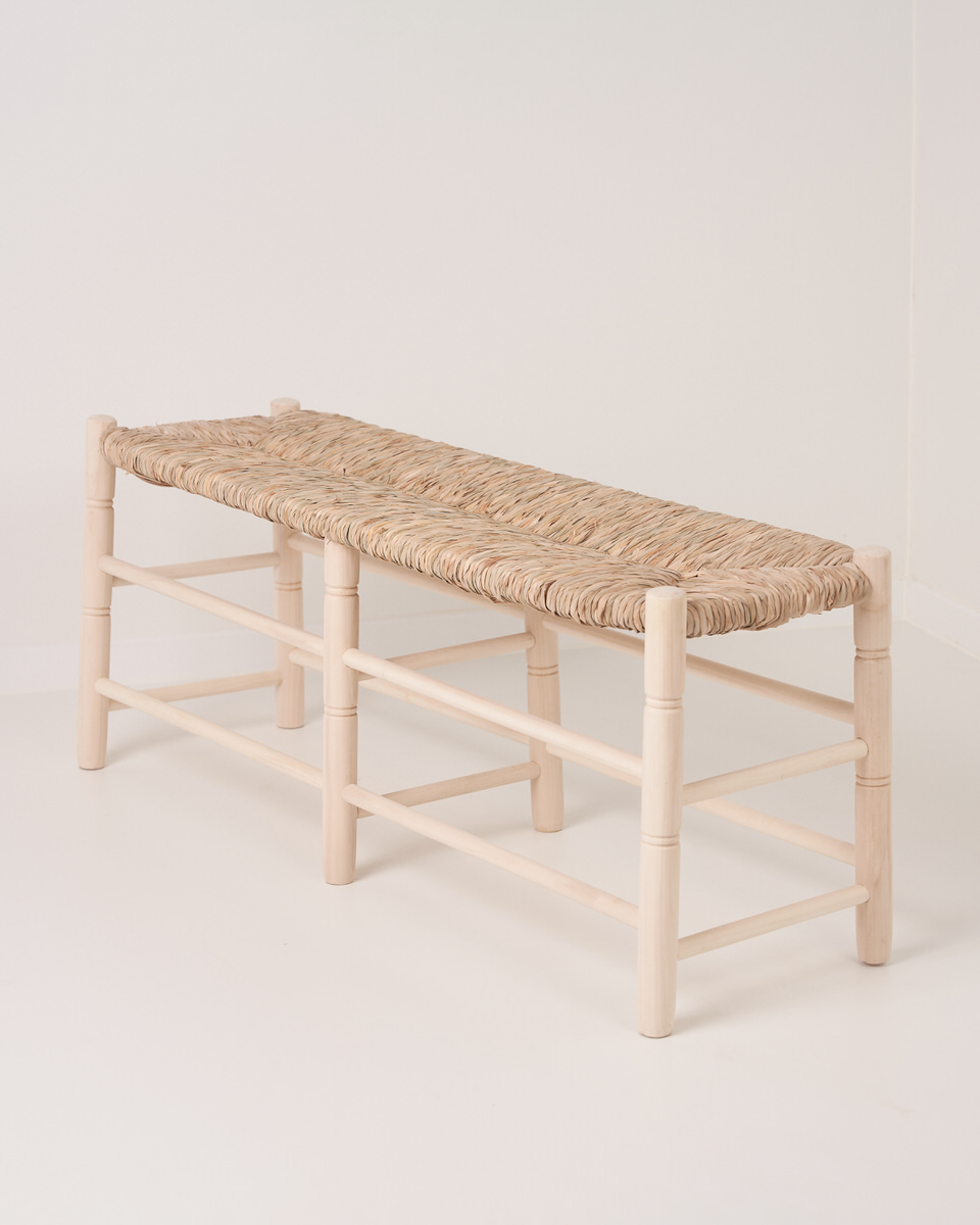 Banco de madera y enea de 60, 85 y 120cm