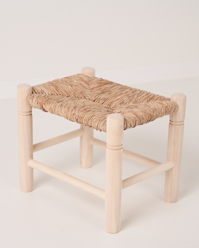 [8050] Banqueta de madera natural y enea