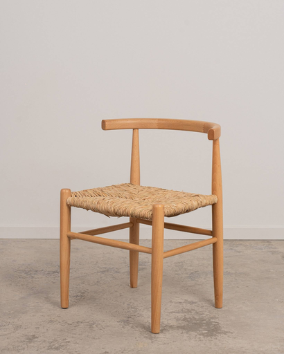 [8030-B] Silla de madera con respaldo curvo acabado barniz Magatta