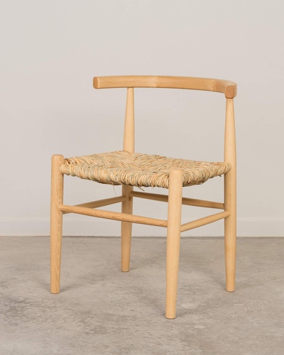 [8030-B] Silla de madera con respaldo curvo acabado barniz Magatta
