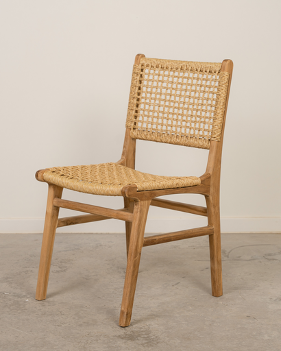 [8039-T] Silla de madera de teca y cuerda Astrid