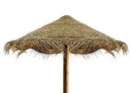 Parasol de esparto con flecos