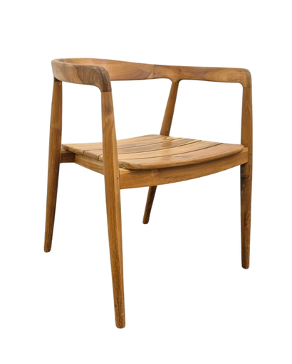 Silla de teca con asiento de madera para exterior